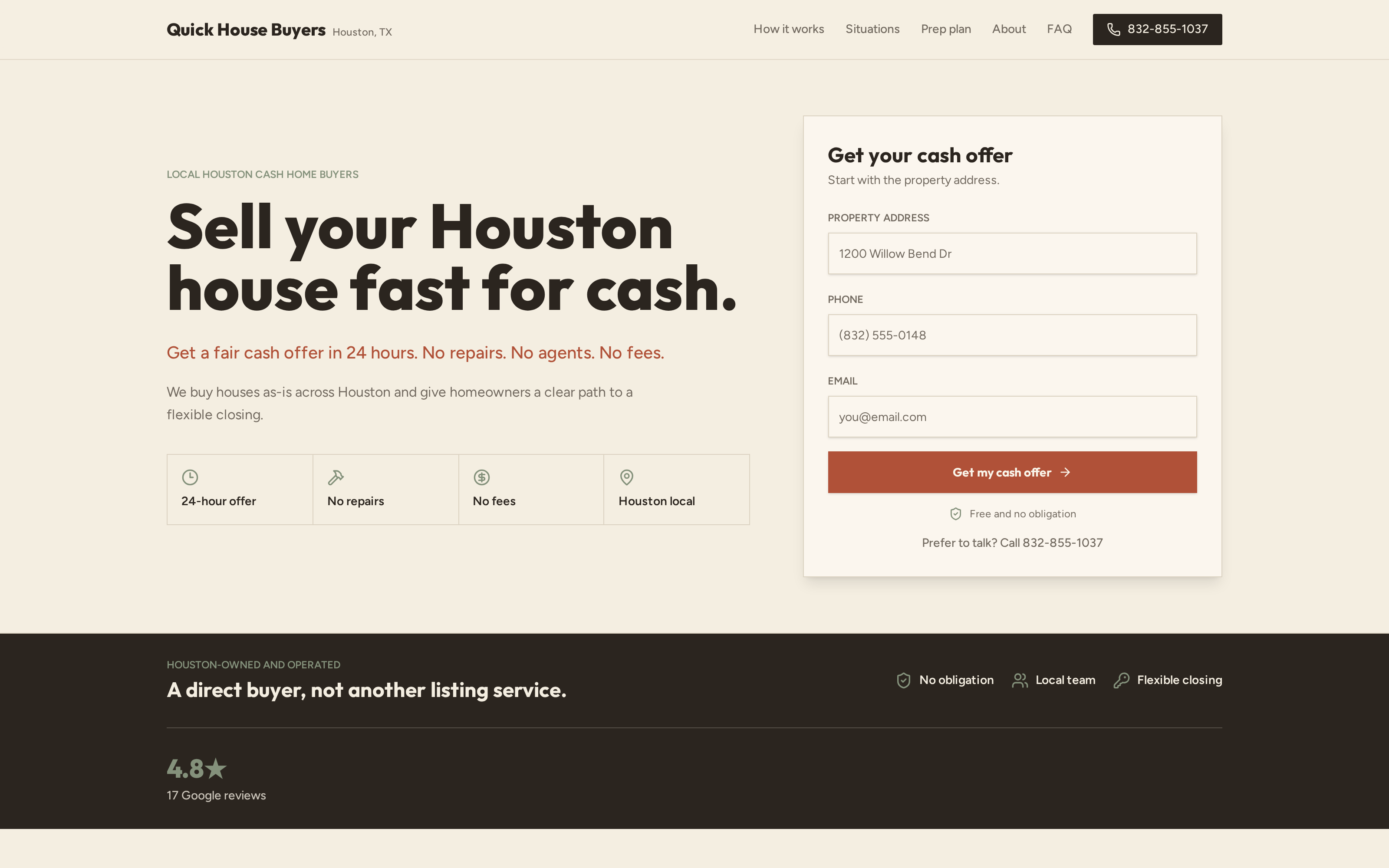 Quick House Buyers homepage — sell your Houston house fast for cash